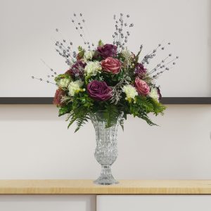 ARREGLO FLORAL ROSA TERCIOPELO Y CLAVEL DE TELA