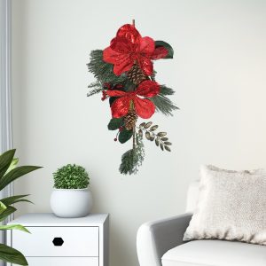 FLOR ARTIFICIAL EN VARA NAVIDEÑO  CARDENAL